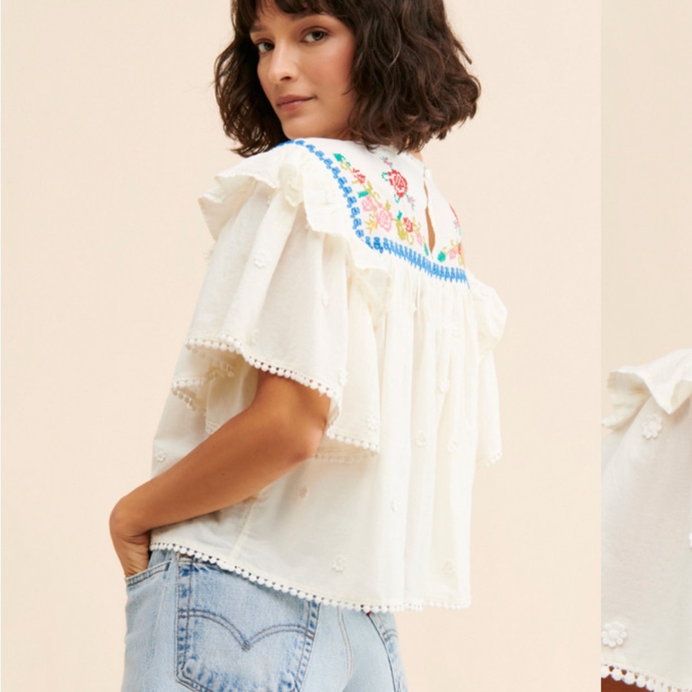 Farm Rio Cross Stitch Embroidered Blouse - Picture 3 of 7